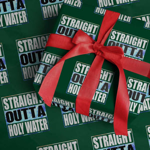 Straight Outta Holy Water Wrapping Paper Roll Baptismal Baptism Christening TS10 Green Print Your Wear