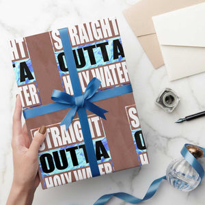 Straight Outta Holy Water Wrapping Paper Roll Baptismal Baptism Christening TS10 Mocha Print Your Wear