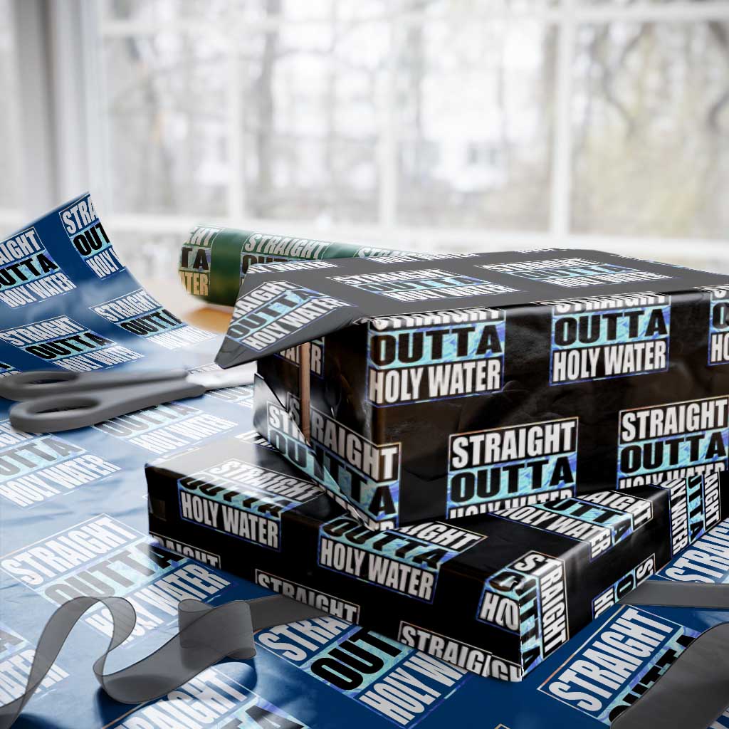 Straight Outta Holy Water Wrapping Paper Roll Baptismal Baptism Christening TS10 Black Print Your Wear