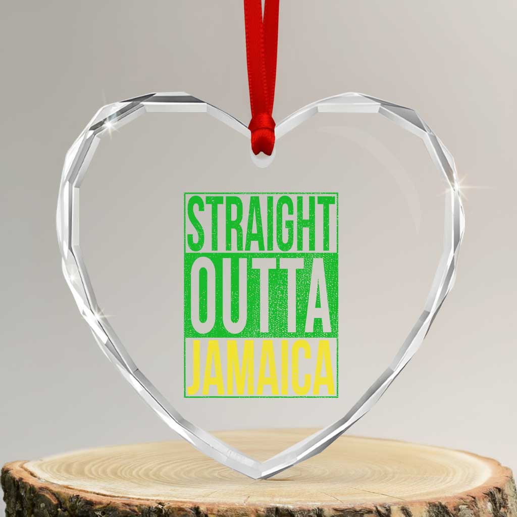 Straight Outta Jamaica Heart Crystal Glass Ornament Cool Jamaican Travel Vacation TS10 Transparent Glass 3'' Heart Print Your Wear