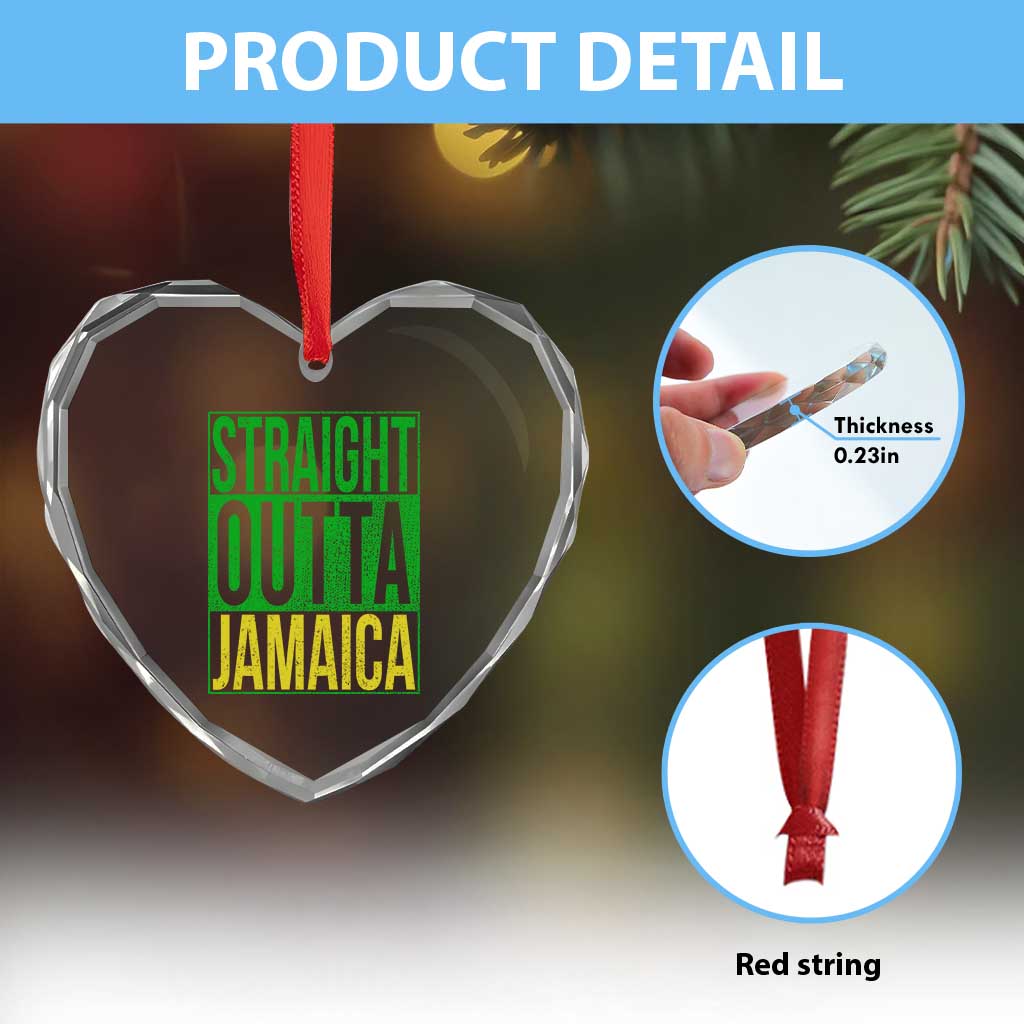 Straight Outta Jamaica Heart Crystal Glass Ornament Cool Jamaican Travel Vacation TS10 Print Your Wear