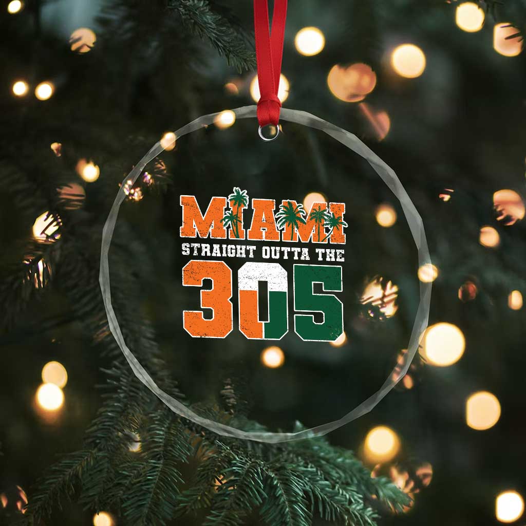 Straight Outta The 305 Miami Crystal Glass Ornament Area Code Florida Pride TS10 Print Your Wear