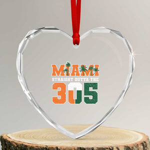 Straight Outta The 305 Miami Heart Crystal Glass Ornament Area Code Florida Pride TS10 Transparent Glass 3'' Heart Print Your Wear