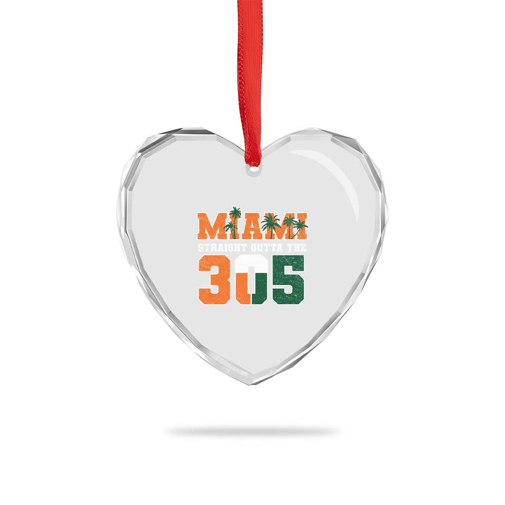 Straight Outta The 305 Miami Heart Crystal Glass Ornament Area Code Florida Pride TS10 Print Your Wear