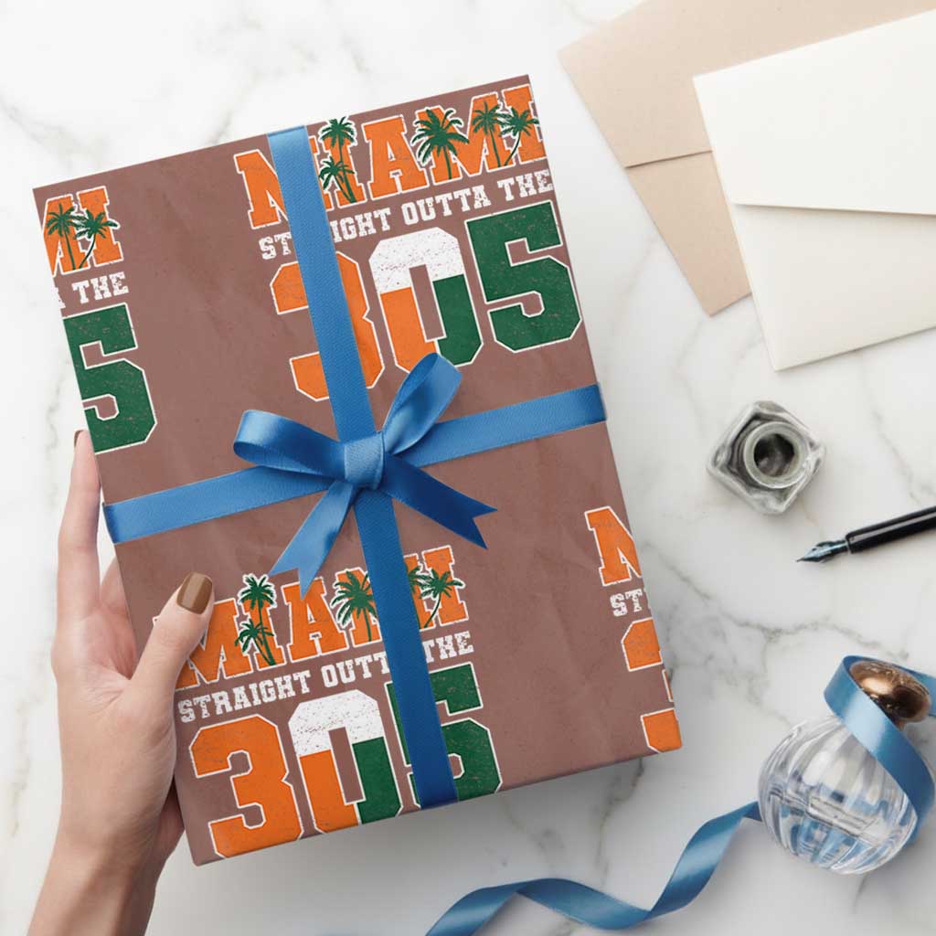 Straight Outta The 305 Miami Wrapping Paper Roll Area Code Florida Pride TS10 Mocha Print Your Wear