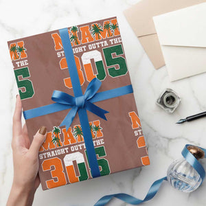 Straight Outta The 305 Miami Wrapping Paper Roll Area Code Florida Pride TS10 Mocha Print Your Wear