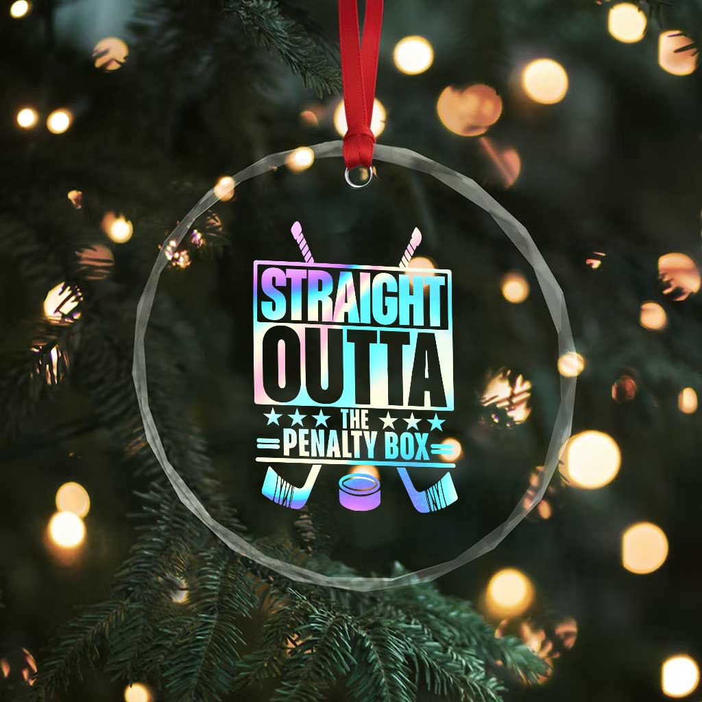 Straight Outta The Penalty Box Crystal Glass Ornament Iridescent Effect Hockey Player Gift TS12 Print Your Wear