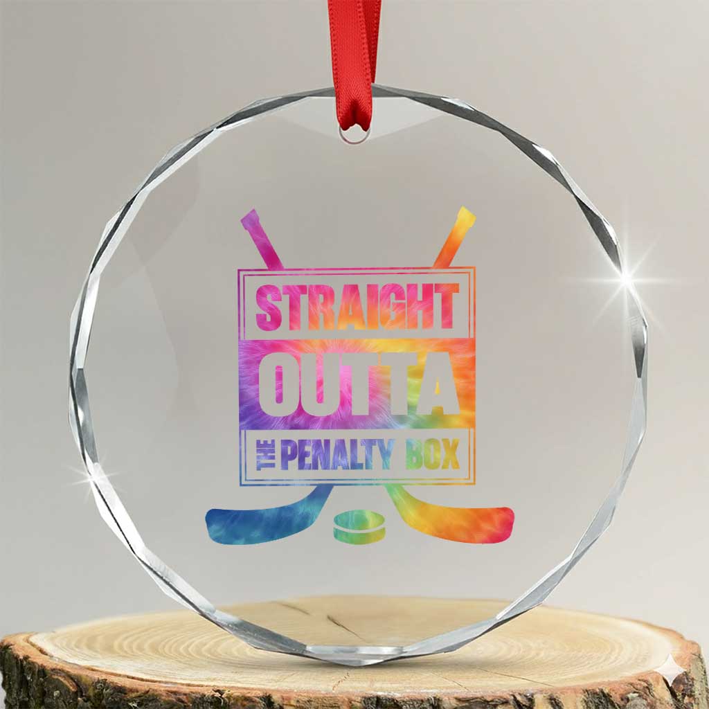 Straight Outta The Penalty Box Crystal Glass Ornament Tie Dye Effect Hockey Player Gift TS12 Transparent Glass 3'' Circle Print Your Wear