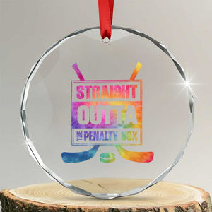 Straight Outta The Penalty Box Crystal Glass Ornament Tie Dye Effect Hockey Player Gift TS12 Transparent Glass 3'' Circle Print Your Wear