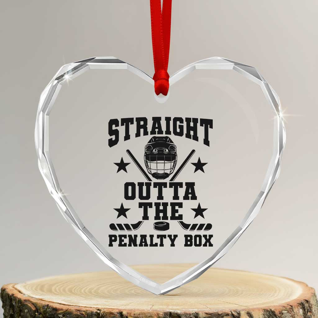 Straight Outta The Penalty Box Heart Crystal Glass Ornament Funny Youth Ice Hockey Gift TS12 Transparent Glass 3'' Heart Print Your Wear