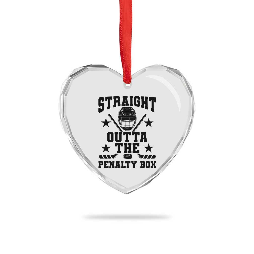 Straight Outta The Penalty Box Heart Crystal Glass Ornament Funny Youth Ice Hockey Gift TS12 Print Your Wear