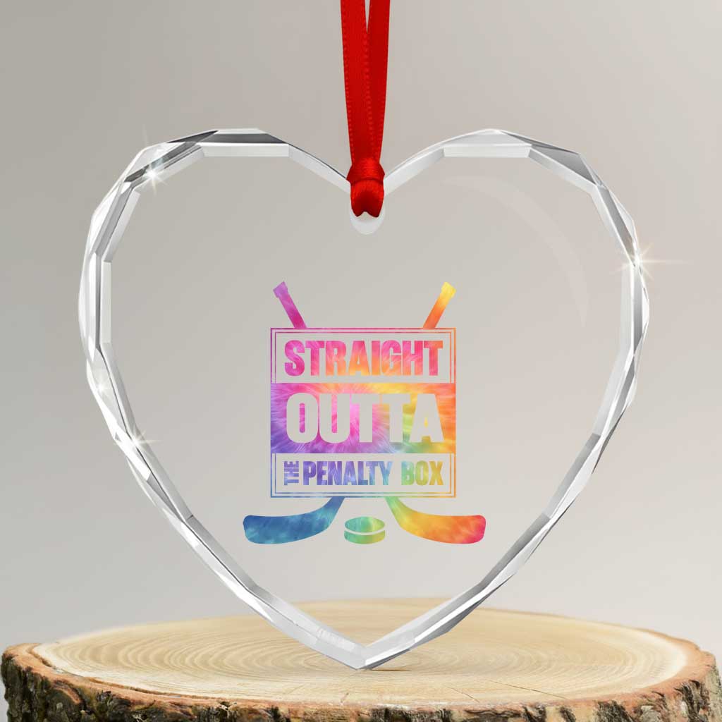 Straight Outta The Penalty Box Heart Crystal Glass Ornament Tie Dye Effect Hockey Player Gift TS12 Transparent Glass 3'' Heart Print Your Wear