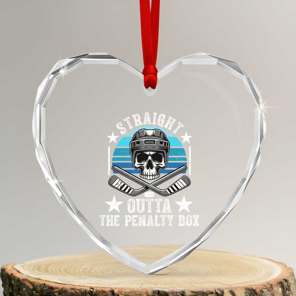 Straight Outta The Penalty Box Hockey Heart Crystal Glass Ornament Funny Skull Player Gift TS12 Transparent Glass 3'' Heart Print Your Wear