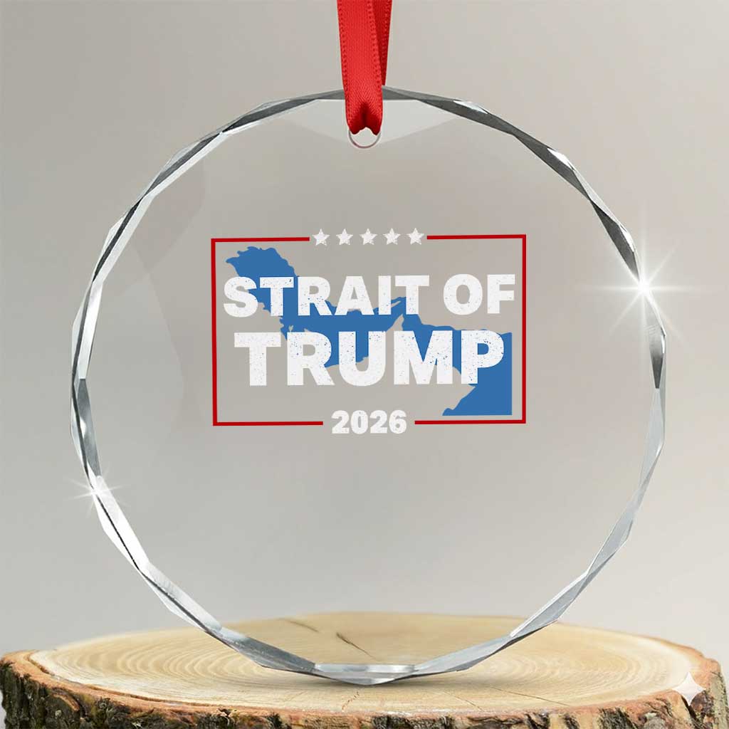Strait of Trump 2026 Crystal Glass Ornament Middle East Map Political Graphic TS02 Transparent Glass 3'' Circle Print Your Wear