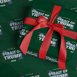 Strait of Trump 2026 Wrapping Paper Roll Middle East Map Political Graphic TS02 Green Print Your Wear