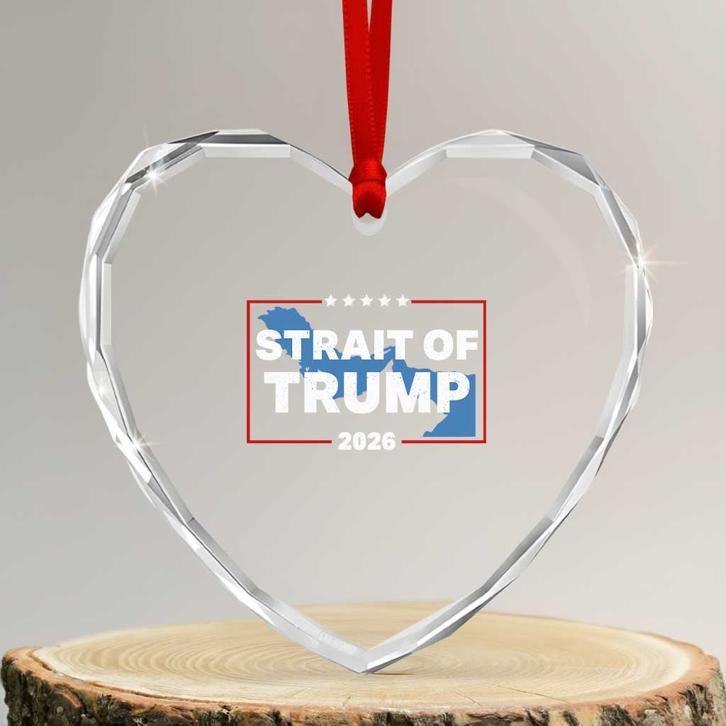 Strait of Trump 2026 Heart Crystal Glass Ornament Middle East Map Political Graphic TS02 Transparent Glass 3'' Heart Print Your Wear