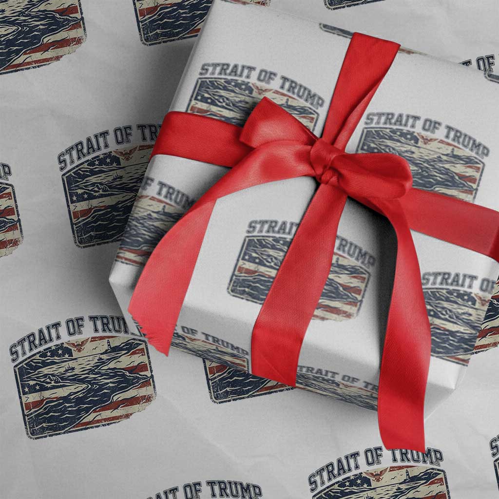 Strait of Trump 2026 Vintage Old Americana Wrapping Paper Roll American Flag Nautical Patriotic Graphic TS02 White Print Your Wear