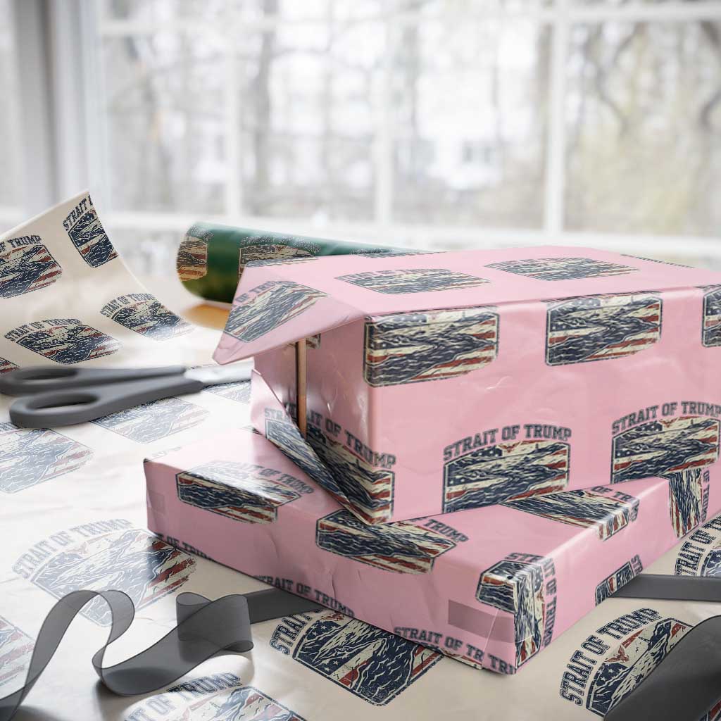Strait of Trump 2026 Vintage Old Americana Wrapping Paper Roll American Flag Nautical Patriotic Graphic TS02 Light Pink Print Your Wear