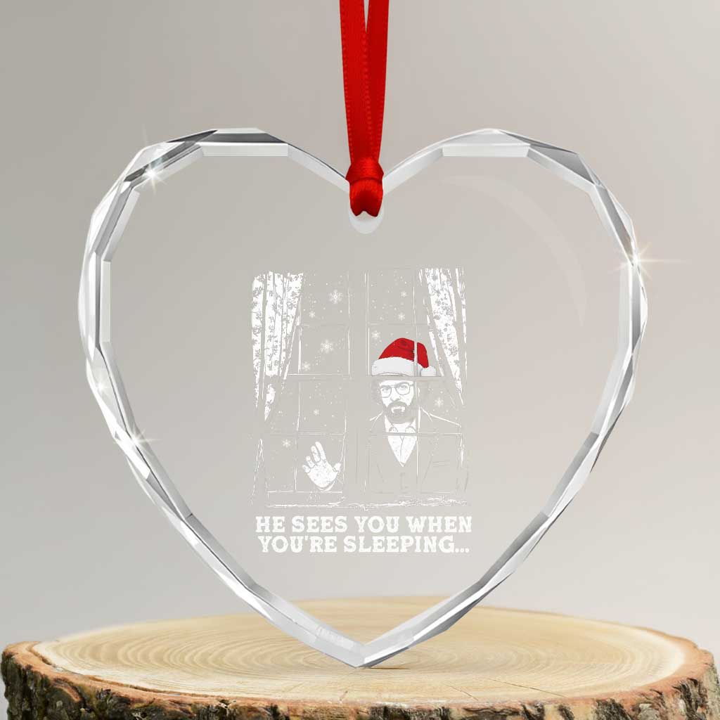Stranger Christmas Heart Crystal Glass Ornament Funny Murray He Sees You Vintage TS10 Transparent Glass 3'' Heart Print Your Wear