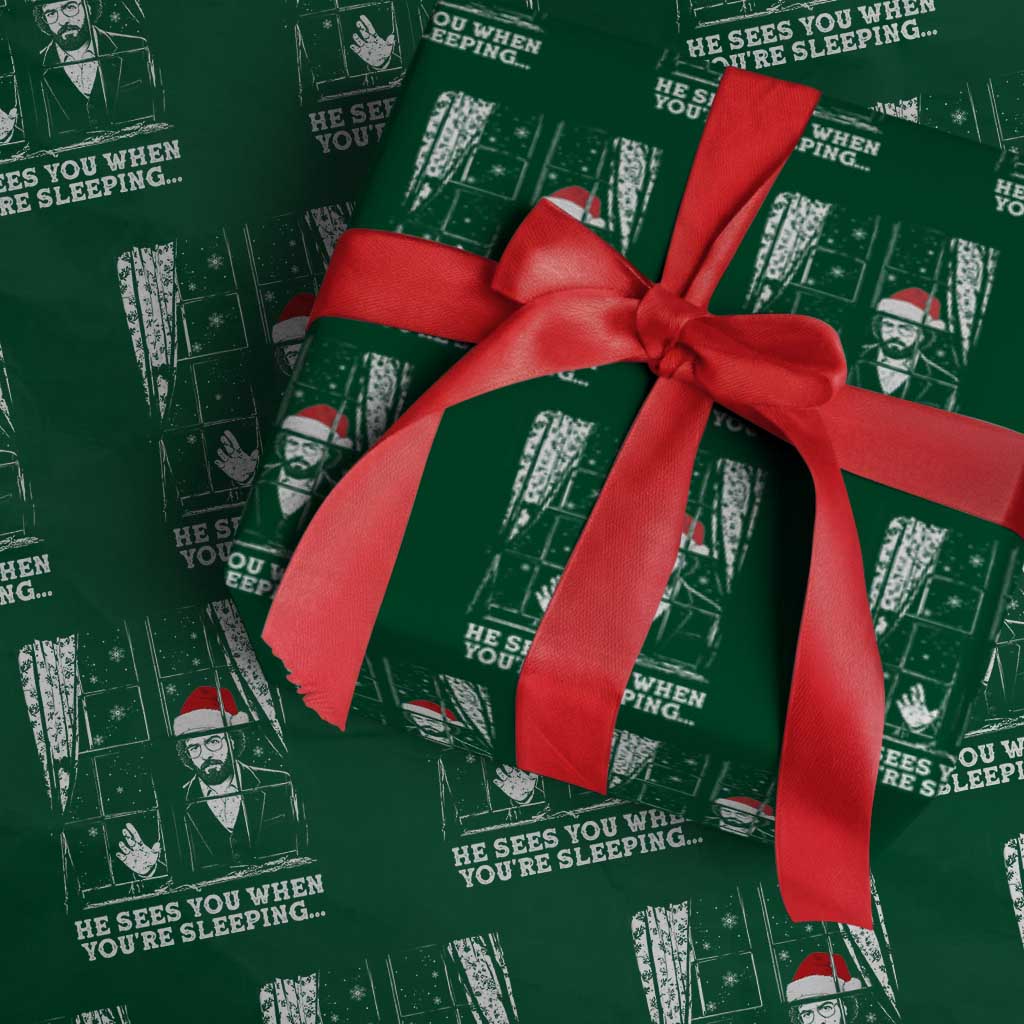 Stranger Christmas Wrapping Paper Roll Funny Murray He Sees You Vintage TS10 Green Print Your Wear