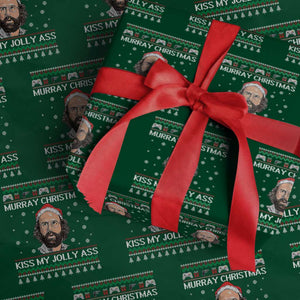 Stranger Christmas Wrapping Paper Roll Santa Murray Kiss My Jolly Ass TS14 Green Print Your Wear