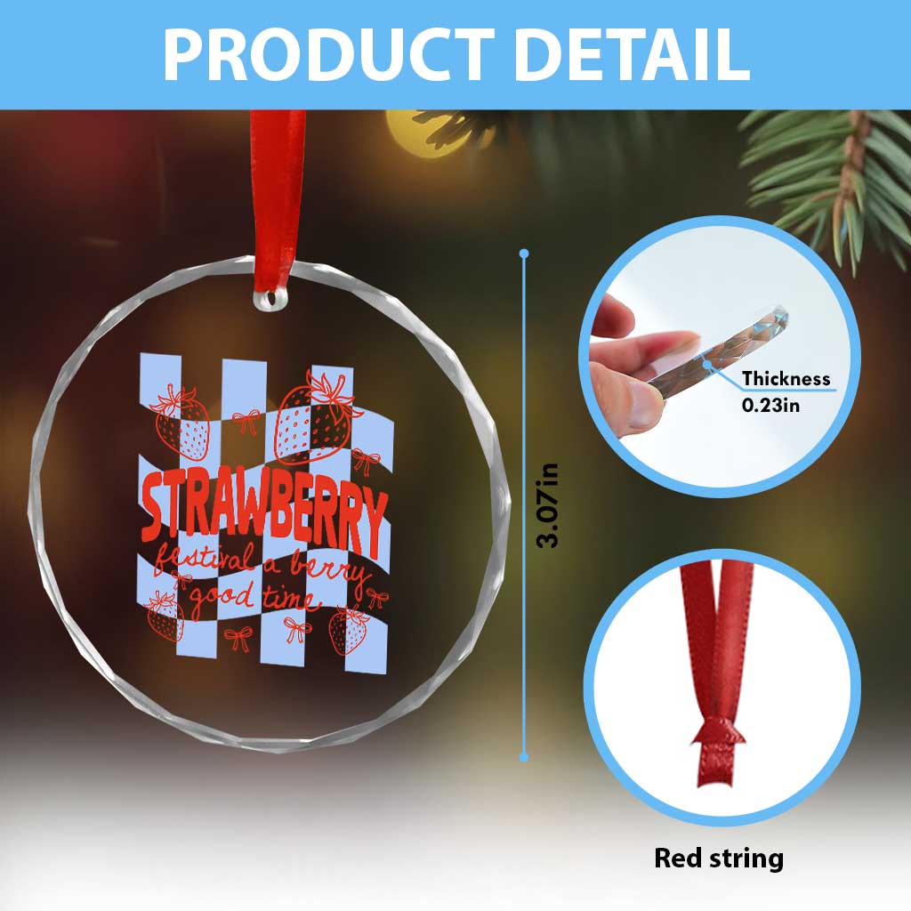 Strawberry Festival Crystal Glass Ornament 1968 A Berry Good Time Summer TS14 Print Your Wear