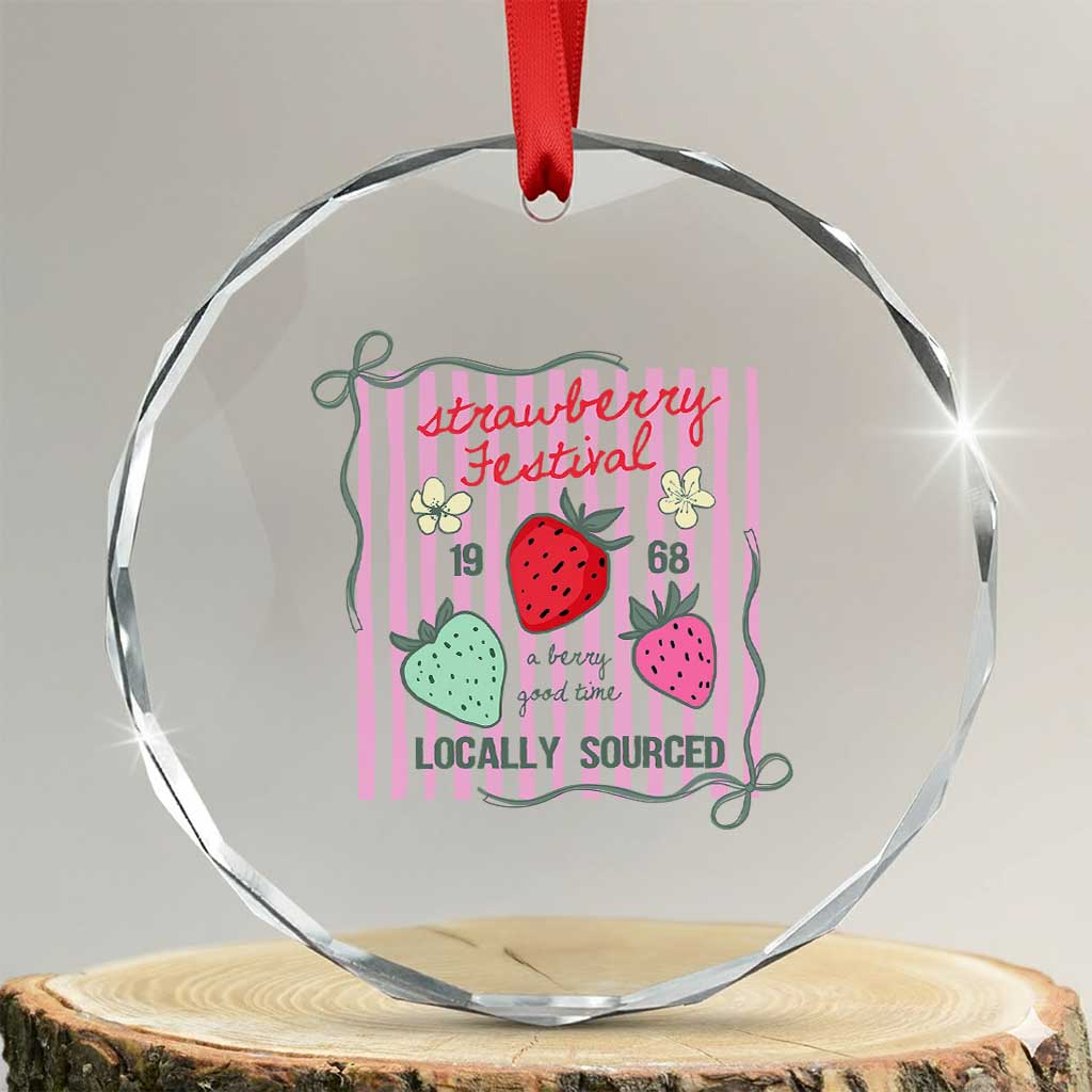 Strawberry Festival Crystal Glass Ornament Summer Fruit Vibes TS14 Transparent Glass 3'' Circle Print Your Wear