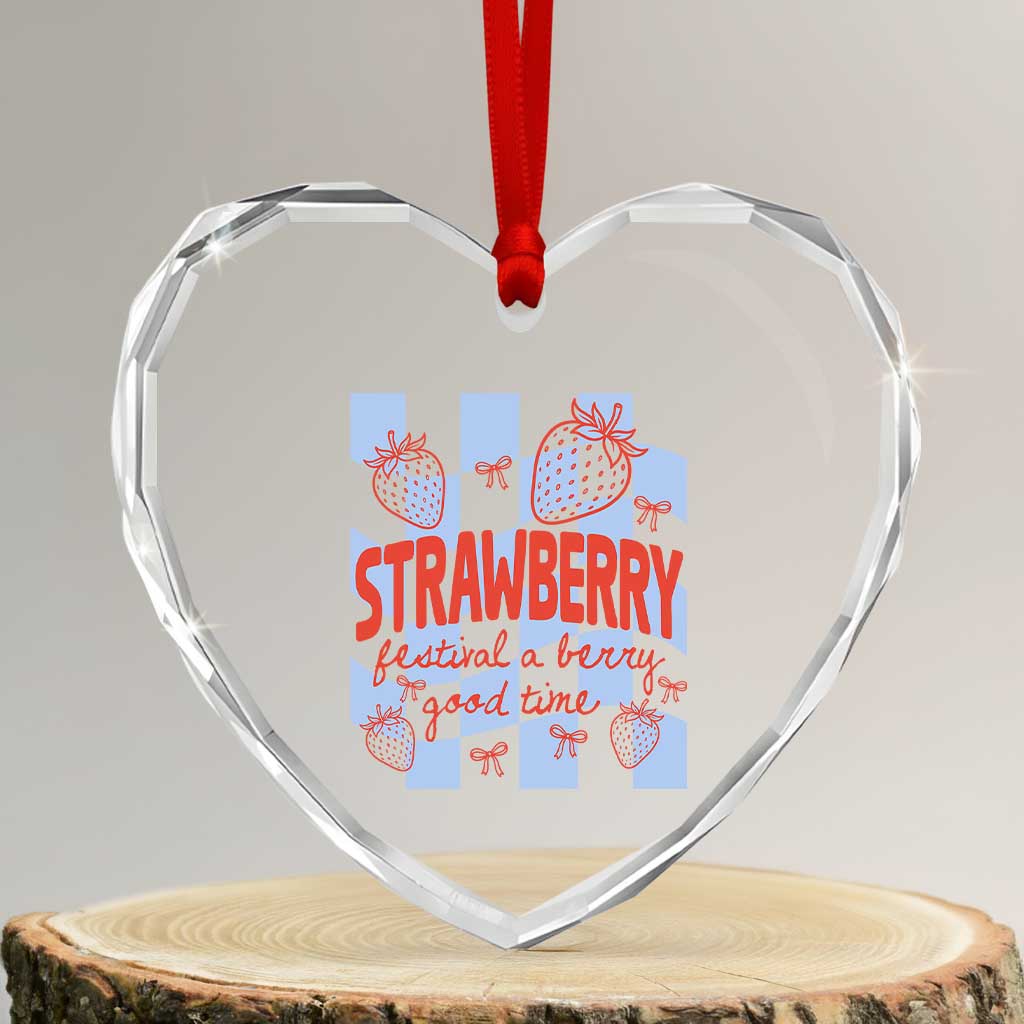 Strawberry Festival Heart Crystal Glass Ornament 1968 A Berry Good Time Summer TS14 Transparent Glass 3'' Heart Print Your Wear