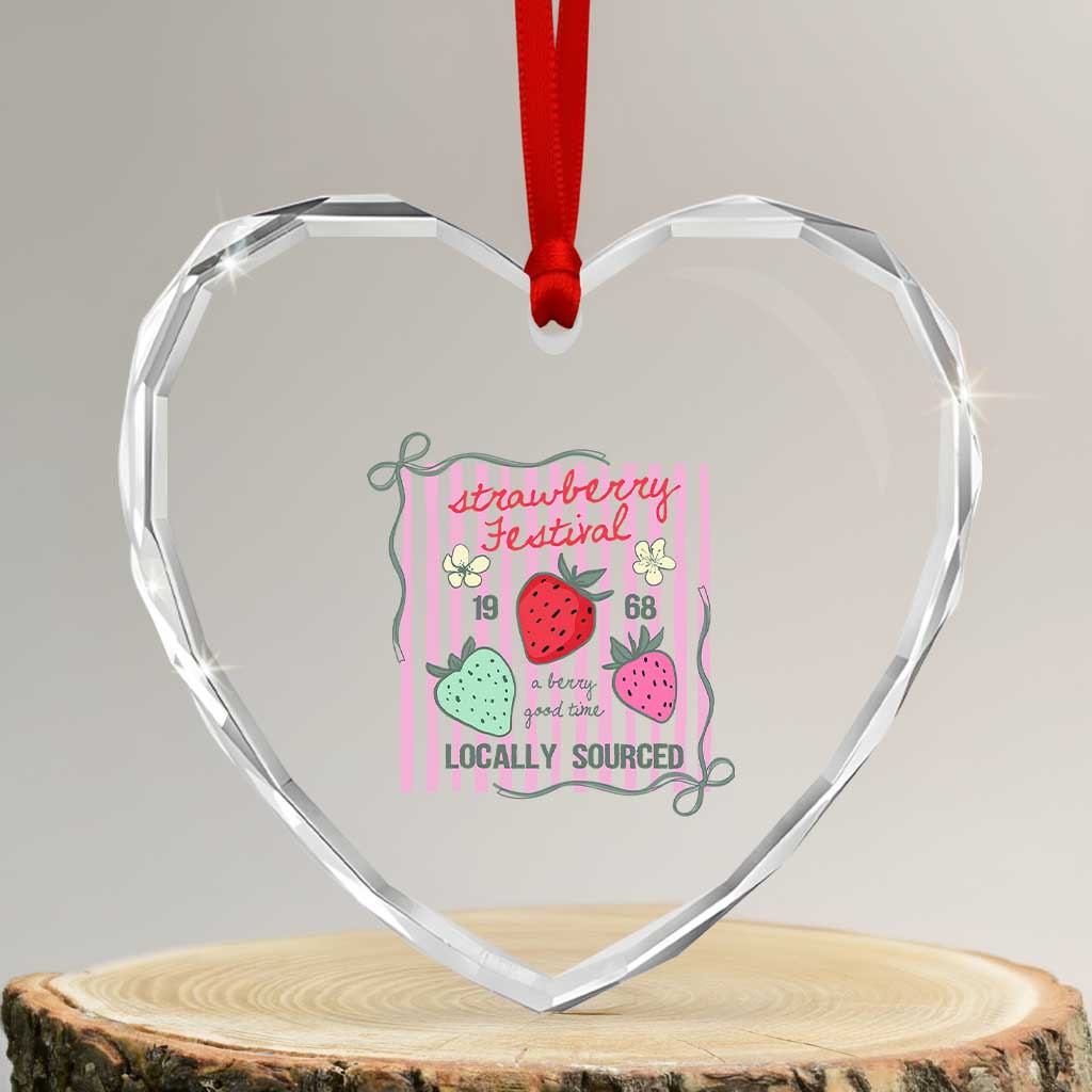 Strawberry Festival Heart Crystal Glass Ornament Summer Fruit Vibes TS14 Transparent Glass 3'' Heart Print Your Wear