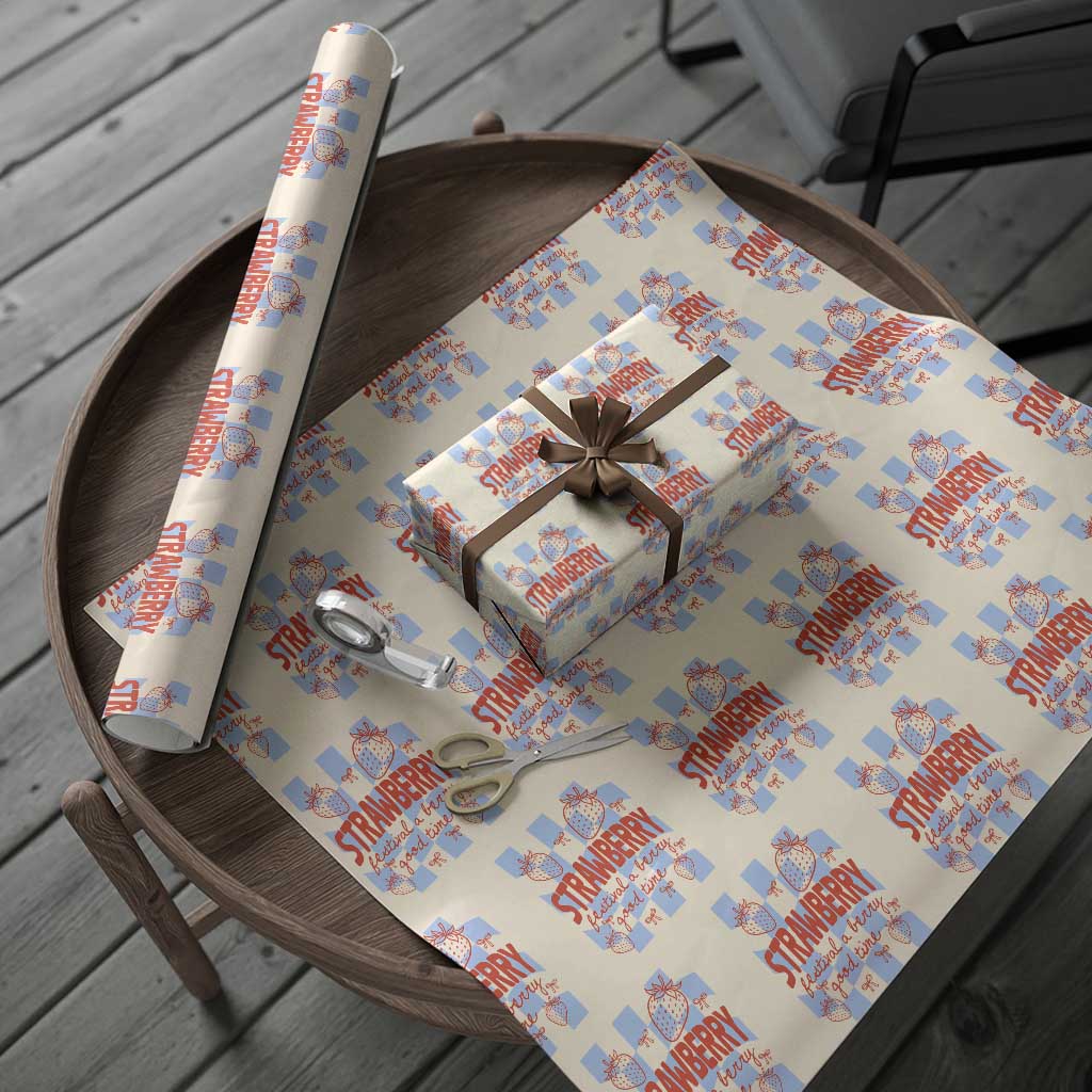 Strawberry Festival Wrapping Paper Roll 1968 A Berry Good Time Summer TS14 Beige Print Your Wear