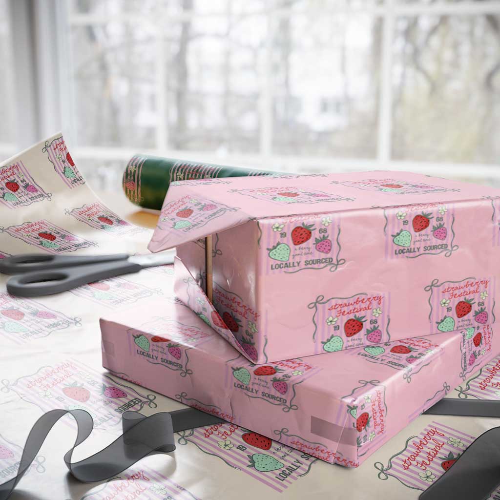 Strawberry Festival Wrapping Paper Roll Summer Fruit Vibes TS14 Light Pink Print Your Wear