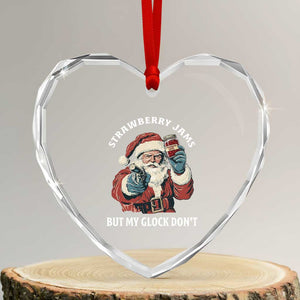 Strawberry Jams But My Gun Do Not Heart Crystal Glass Ornament Funny Santa Gun Christmas TS14 Transparent Glass 3'' Heart Print Your Wear