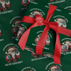Strawberry Jams But My Gun Do Not Wrapping Paper Roll Funny Santa Gun Christmas TS14 Green Print Your Wear