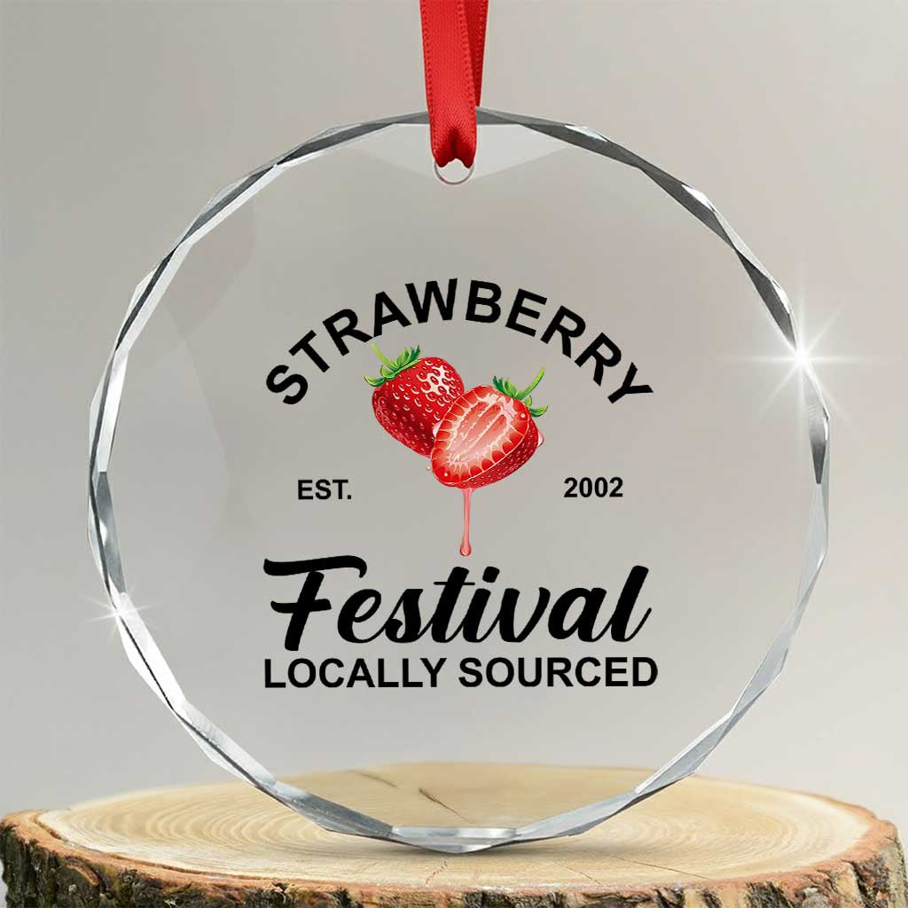 Strawberry Vintage Crystal Glass Ornament Summer Fruit Strawberry Festival Cottagecore TS10 Transparent Glass 3'' Circle Print Your Wear