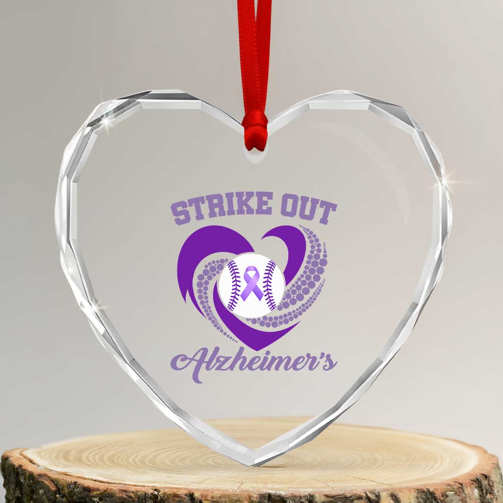 Strike Out Alzheimers Heart Crystal Glass Ornament Purple Ribbon Baseball Hope Support TS12 Transparent Glass 3'' Heart Print Your Wear