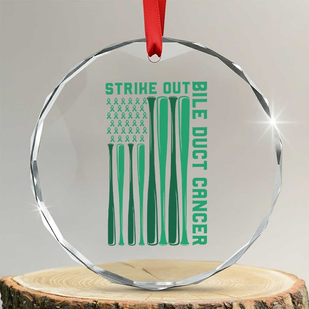 Strike Out Bile Duct Cancer Crystal Glass Ornament Baseball American Flag Hope Gift TS12 Transparent Glass 3'' Circle Print Your Wear