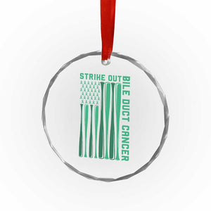 Strike Out Bile Duct Cancer Crystal Glass Ornament Baseball American Flag Hope Gift