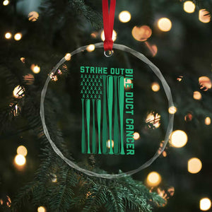 Strike Out Bile Duct Cancer Crystal Glass Ornament Baseball American Flag Hope Gift