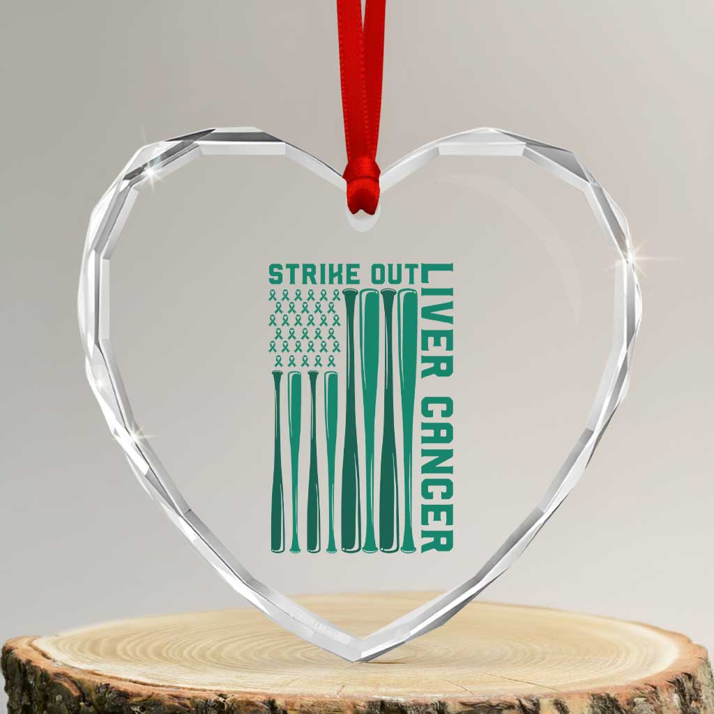 Strike Out Liver Cancer Baseball Heart Crystal Glass Ornament American Flag Support Gift TS12 Transparent Glass 3'' Heart Print Your Wear