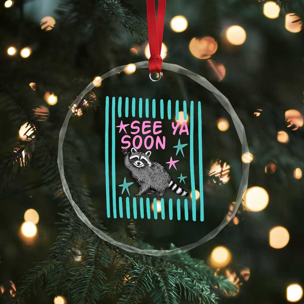 Striped Funny See Ya Soon Racoon Crystal Glass Ornament Last Day Of School Teacher TS14 Print Your Wear