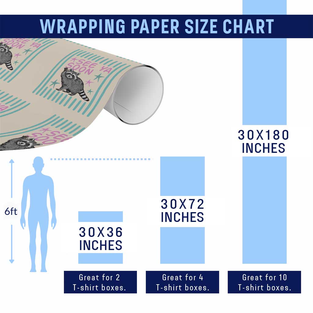 Striped Funny See Ya Soon Racoon Wrapping Paper Roll Last Day Of School Teacher TS14 Print Your Wear