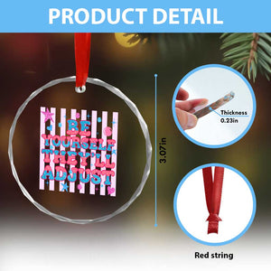 Striped Glitter Effect Printed Trans Rights Crystal Glass Ornament Be Yourself They Will Adjust TS12 Print Your Wear