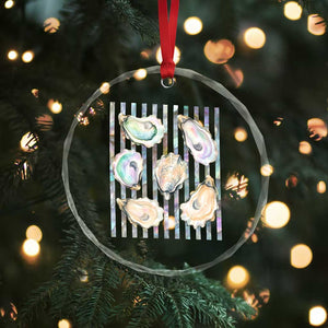 Striped Glitter Oyster Shell Crystal Glass Ornament Coastal Summer Ocean Gift TS12 Print Your Wear