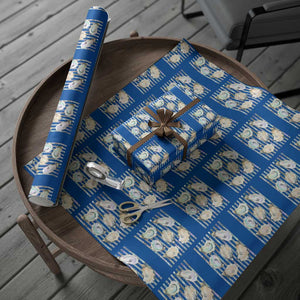 Striped Glitter Oyster Shell Wrapping Paper Roll Coastal Summer Ocean Gift