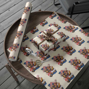 Striped Highland Cow 4th Of July Wrapping Paper Roll Red White And Moo