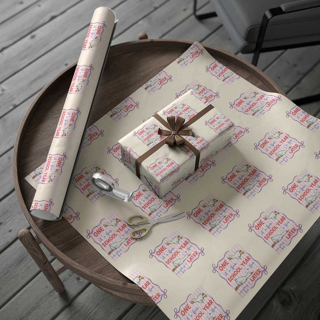Striped One School Year Later Wrapping Paper Roll Funny Goose Teacher Summer TS14 Beige Print Your Wear