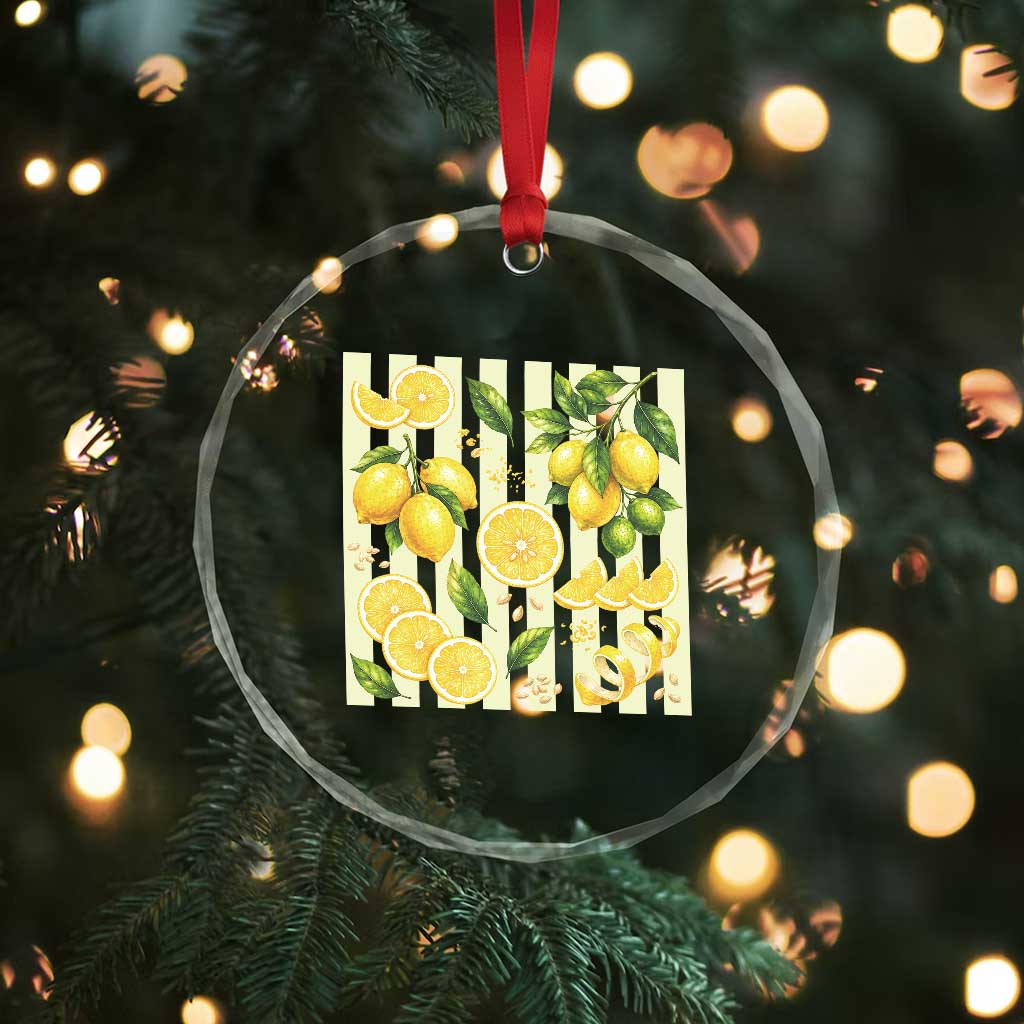 Striped Summer Lemon Crystal Glass Ornament Citrus Fruit Lover Gift TS12 Print Your Wear