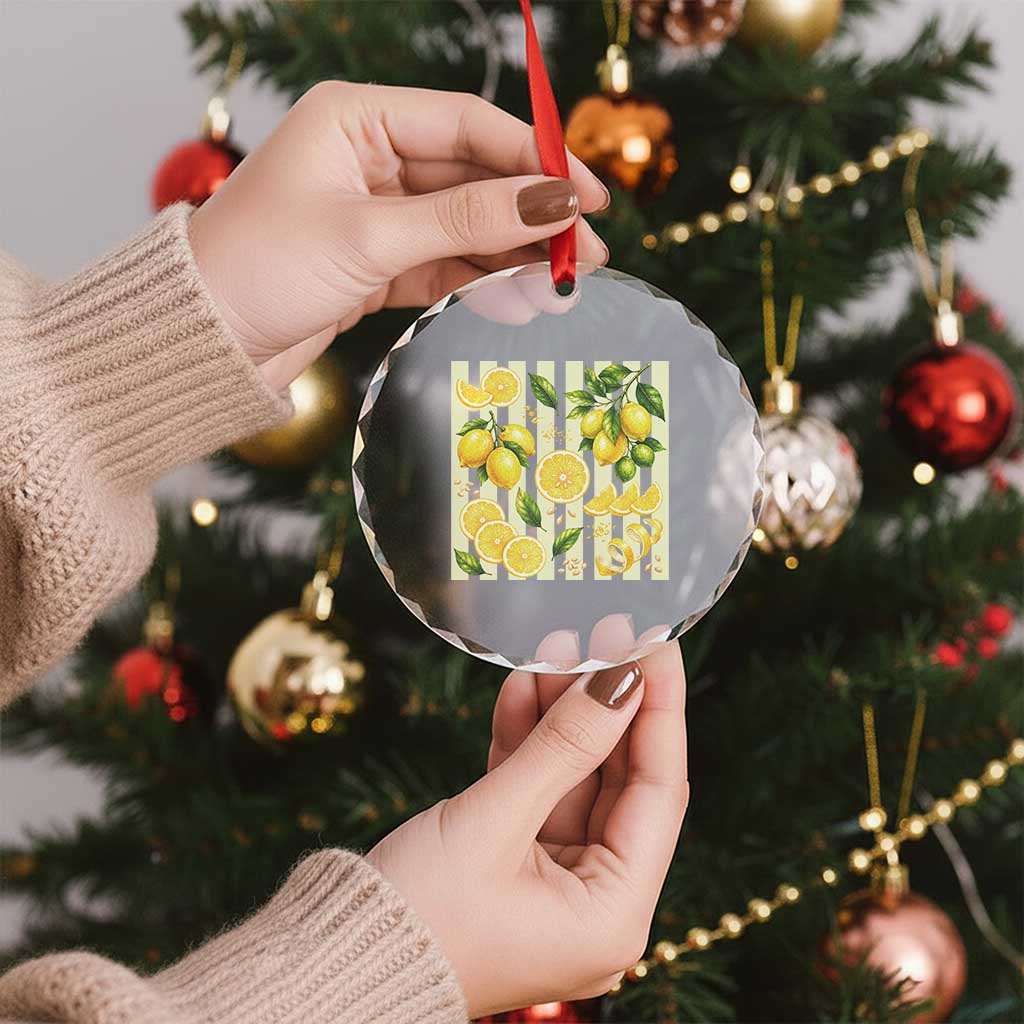 Striped Summer Lemon Crystal Glass Ornament Citrus Fruit Lover Gift TS12 Print Your Wear