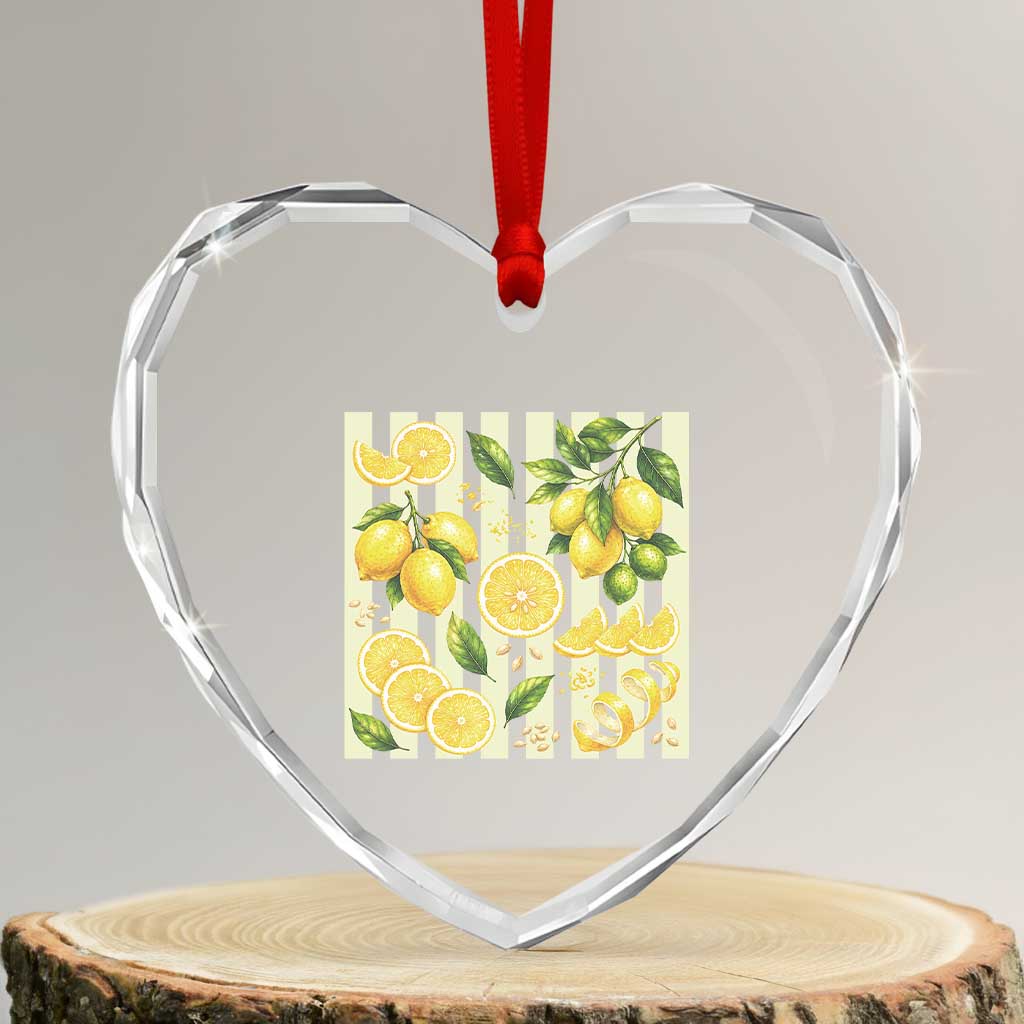 Striped Summer Lemon Heart Crystal Glass Ornament Citrus Fruit Lover Gift TS12 Transparent Glass 3'' Heart Print Your Wear
