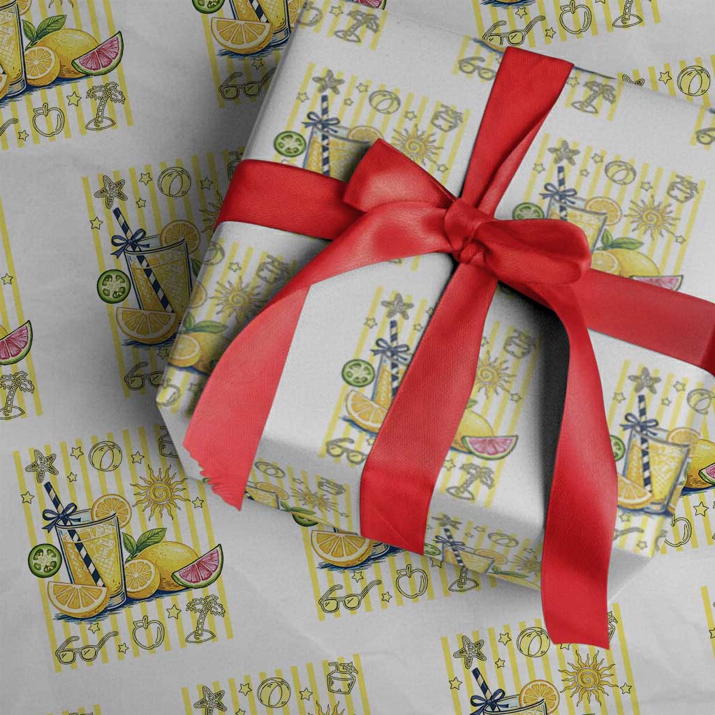 Striped Summer Lemonade Wrapping Paper Roll Preppy Brushstroke Aesthetic Graphic TS12 White Print Your Wear